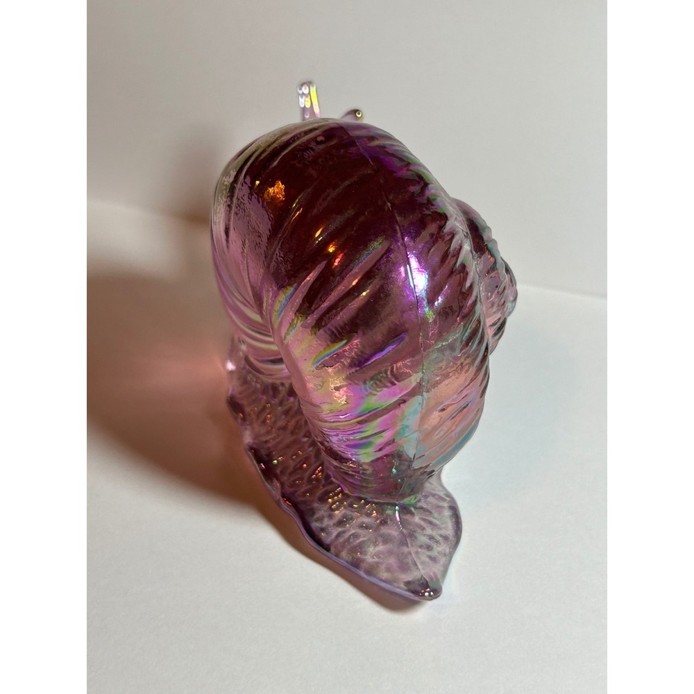 Fenton Art Glass Company Vintage Iridescent Snail Madras Pink Handmade Textured - Picture 16 of 16